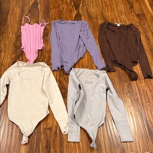 Victoria's Secret Bodysuit Set - Pink, Purple, Brown, Cream, Gray